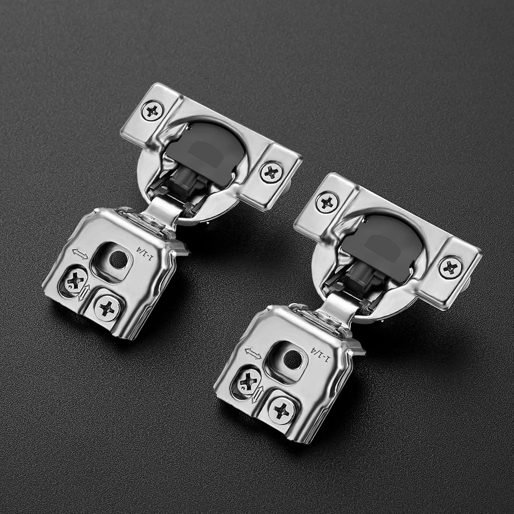 2 Pack 1 Pairs 1-1/4 inch Overlay Soft Close Hinges Hinges Satin Nickel Hidden Hinges Stainless Steel Concealed Hinge