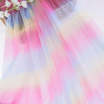 Rainbow Gradient Tulle Fabric for Sewing DIY Crafts Tutu Tulle Dress Making Table Runner Curtain Drapes Home &