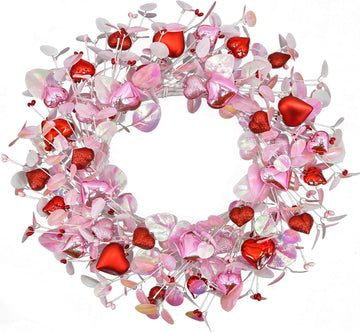 Valentine's Day Wreath for Front Door Valentine Wreath with Pink Eucalyptus Leaves,Pink and red Hearts Outdoor