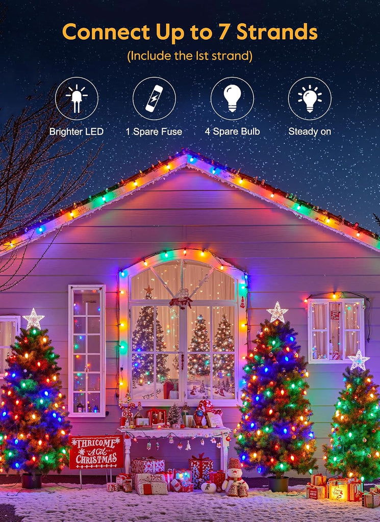 Vintage Christmas Lights Outdoor, 100Ft C9 String Lights with 100 LED Bulbs