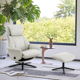 Modern Reclining Swivel Lounge Chair and Ottoman — Grey Genuine Leather