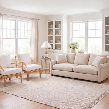 Natural Fiber Area Rug - 10' x 14', Ivory & Natural, Handmade Woven Farmhouse Fringe Jute