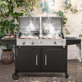 Propane and Charcoal Grill Combo with Side Shelves, Dual Fuel BBQ Grill, 20,000 BTU for Patio, Garden, and Backyard