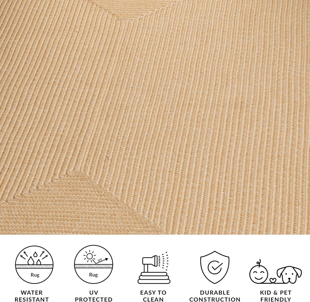 Braided Indoor/Outdoor Washable Oval Rug 4'x6', Beige BRD315D