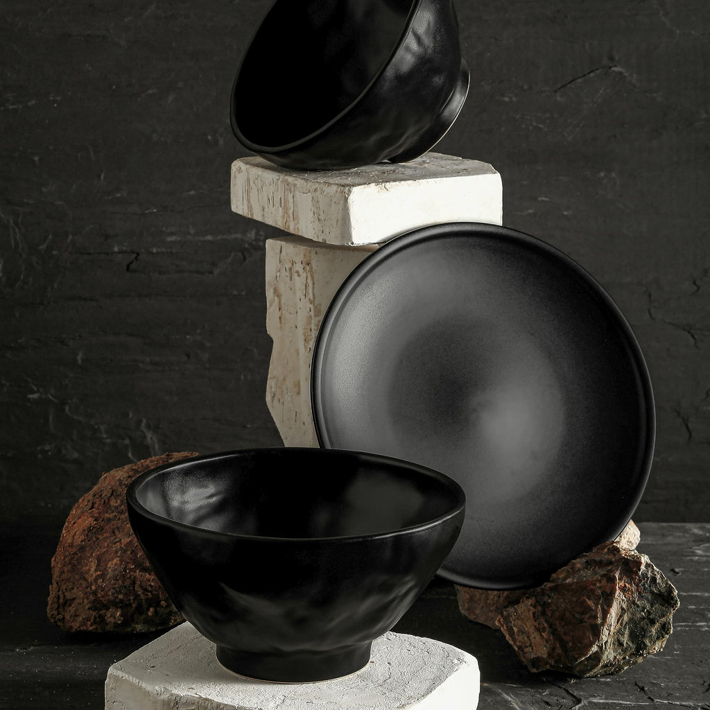 16-Piece Dinnerware Set Stoneware, Black