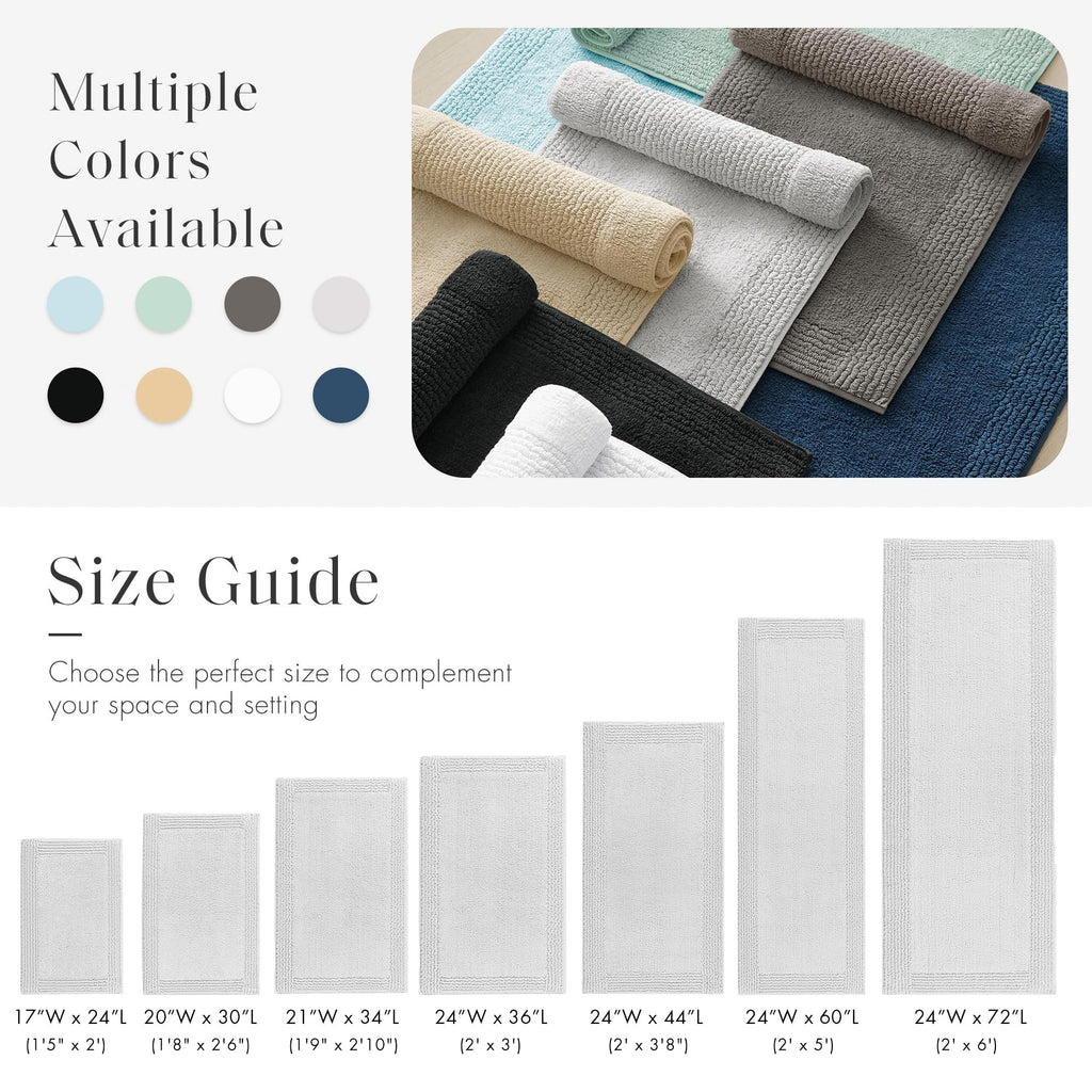 Splendor Reversible 100% Cotton Bath Rug, 24 x 36, Grey