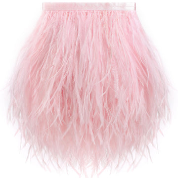 4-5inch Light Pink Ostrich Feather Trim for Sewing,2Yards