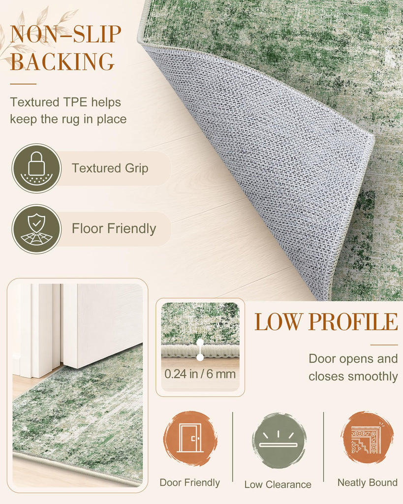 2x10 Washable Runner Rug, Soft Non Slip Carpet Kitchen