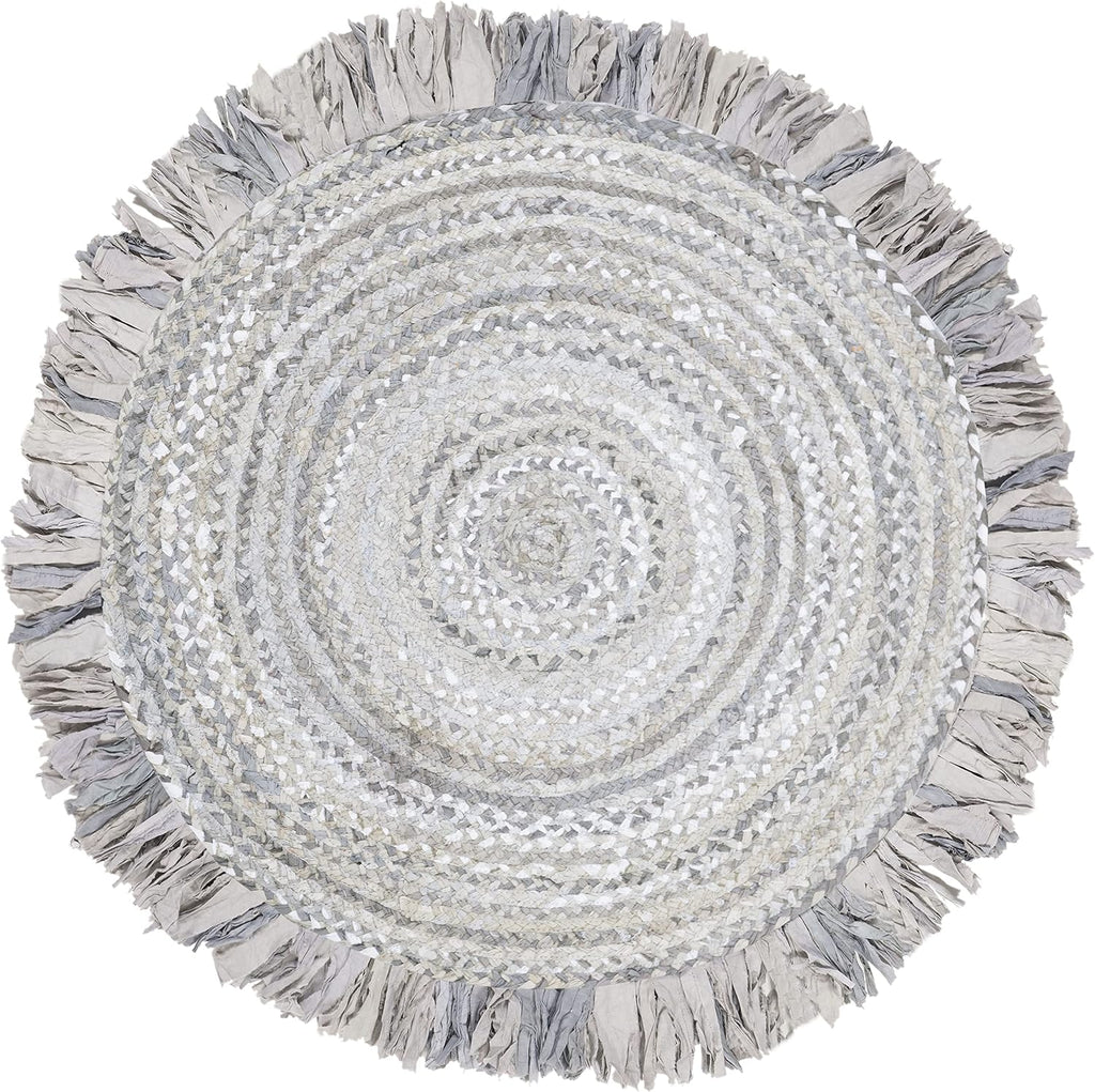 Braided Oval Rug, Light Grey BRD451F