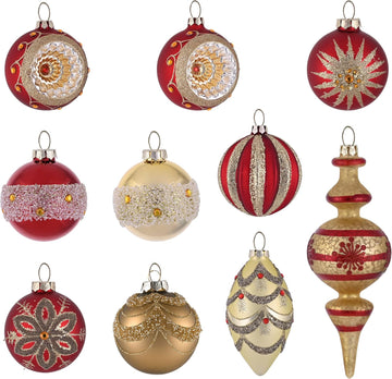 10ct Glass Christmas Ornaments Set Large Tree Decorations