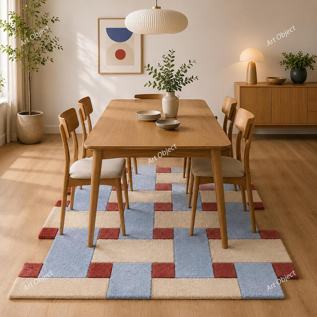 Hand Tufted Wool Area Rug, Scandinavian Abstract