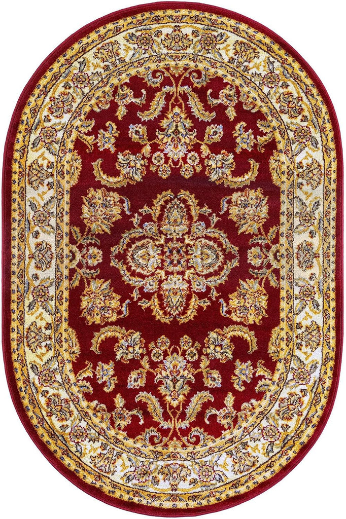 Aditi Collection Rug - Oval Red Medium-Pile Rug Perfect s, Large Dining Rooms, Open Floorplans