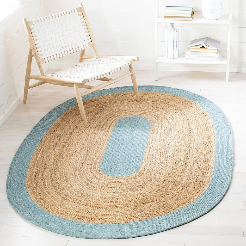 Braided Oval Rug 5x7, Wool Blue & Brown BRD910M