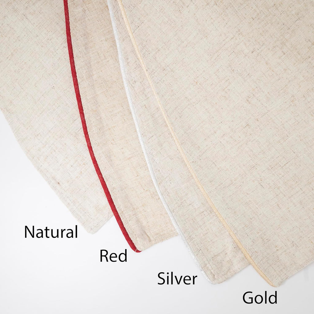 Linen Christmas Tree Skirt - Toscana Collection - Natural Solid Edge - Classic Holiday Farmhouse Décor, 56", Natural