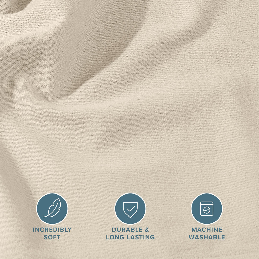Flannel Fitted Bottom Sheet 100% Cotton (Queen, Sand)