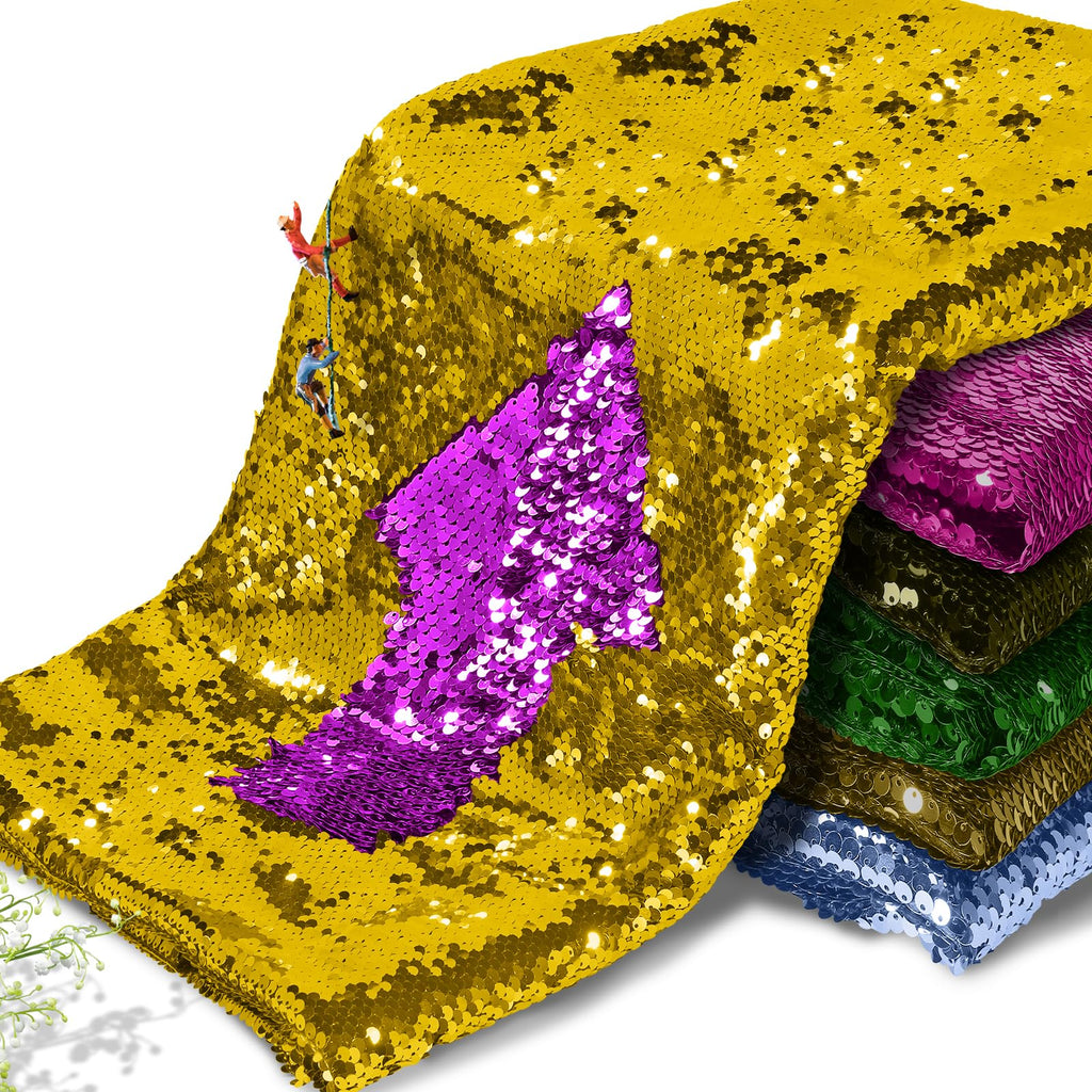 Gold & Purple Mermaid Sequin Fabric Half Yard - Reversible