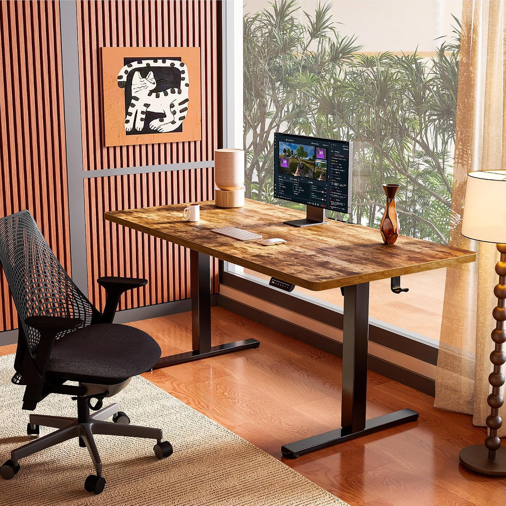 Height Adjustable Electric Standing Desk, 48 x 24 Inches Sit Stand up Desk, Memory Computer Home Office Desk, Vintage