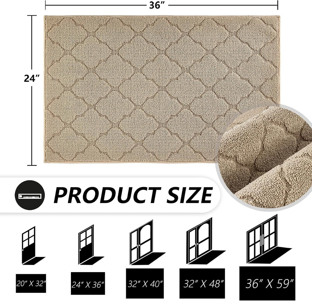 Indoor Door Mat 24" x 36", Dirt Trapper Door Mats, Beige | Non-Slip Entryway Rugs Washable, Trap Dirt Absorbent