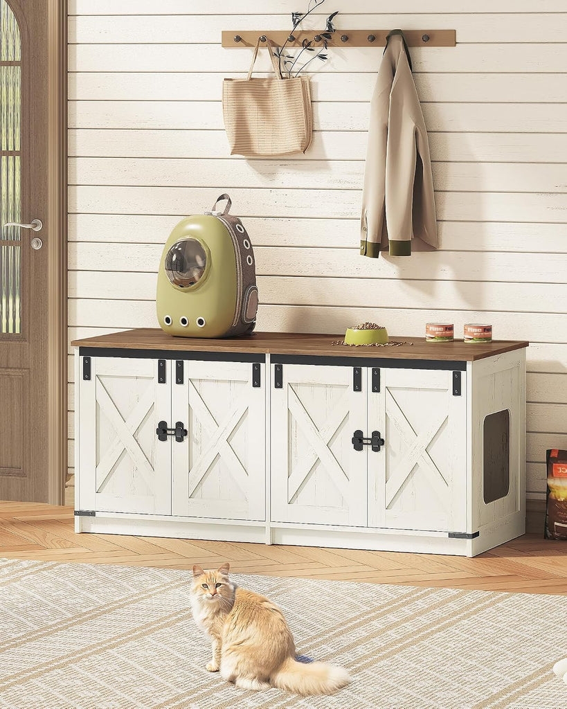 Cat Litter Box Enclosure for 2 Cats, Hidden Litter Box Furniture