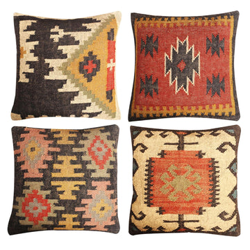 Jute kilim cushion Handmade boho throw pillow Eco-Friendly soft and stylish 18*18 inch