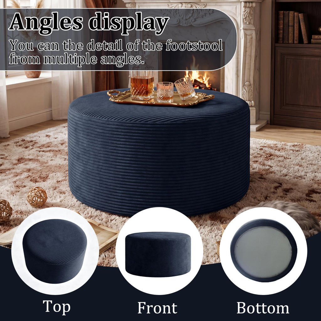 Coffee Table Round Ottoman, Oversized Footrest for Couch with Removable Cover Large Floor Seating for Adults Ottomans