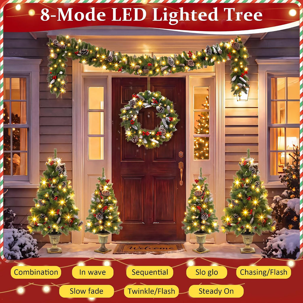 Piece Christmas Tree Set, 3'4' Pre‐lit Artificial Christmas Tree