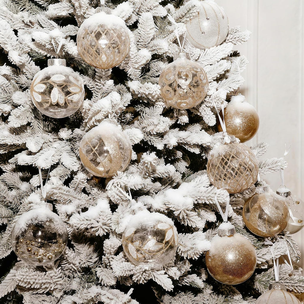 16 Pcs Champagne Clear Christmas Ball Ornaments Set