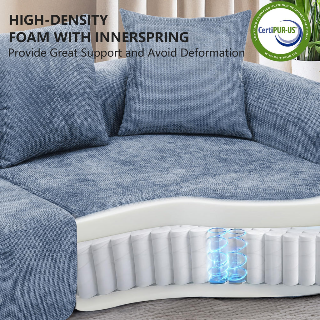 109" Curved Sectional, Modern Chenille Fabric Modular Couch
