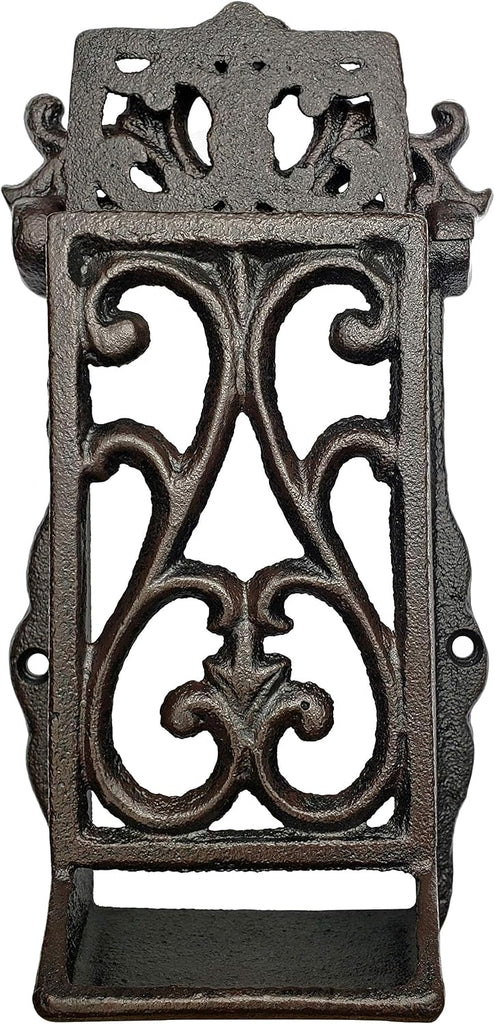 Cast Iron Matchbox Holder, Vintage Matches Box for Long Matches, Antique Black Match Holder, Rustic Wooden Matches