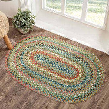 Calm Water CW65 Peridot 2' x 3' Oval - Braided Area Rug, Home Decor, Floor Mat or Bedroom Rug - Easy Care, Ideal for