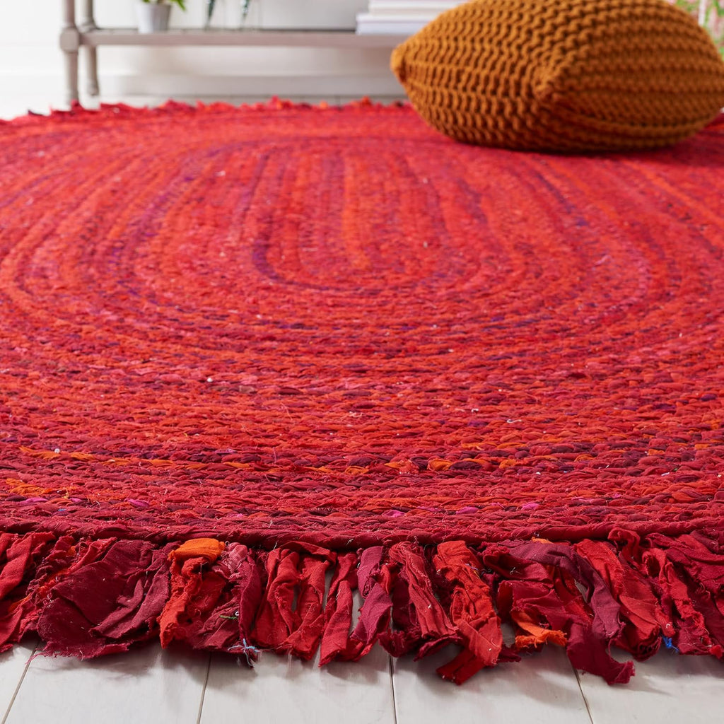 Braided Oval Rug 3x5, Cotton Braided Red BRD451P