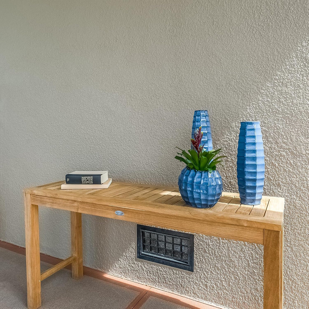 Console Table, 18x60-Inch Rectangular Wooden Outdoor Teak Table, Contemporary Outdoor Furniture for Deck, Garden