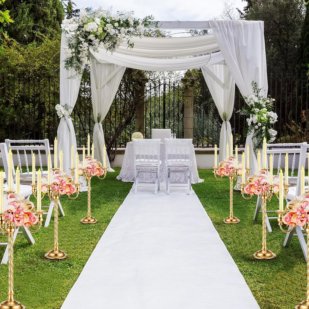 6 Pack Wedding Gold Candelabra Table Centerpieces 21 Inch Tall Candelabra Metal Candle Holder 5 Arm Taper Candlestick