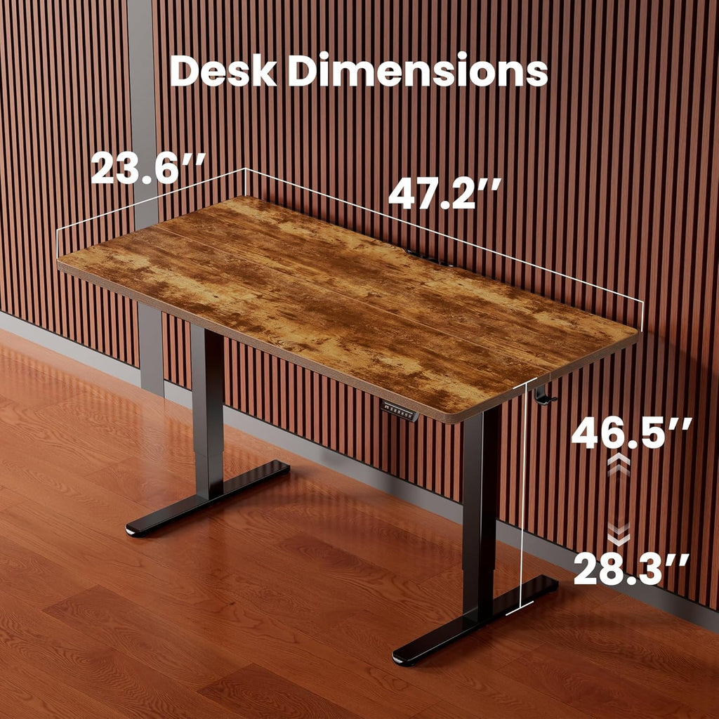 Height Adjustable Electric Standing Desk, 48 x 24 Inches Sit Stand up Desk, Memory Computer Home Office Desk, Vintage