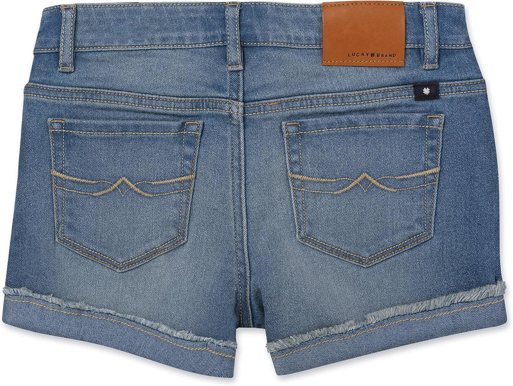 Girls' Cuffed Jean Shorts, Stretch Denim with 5 Pockets, Mid to High Rise Waist