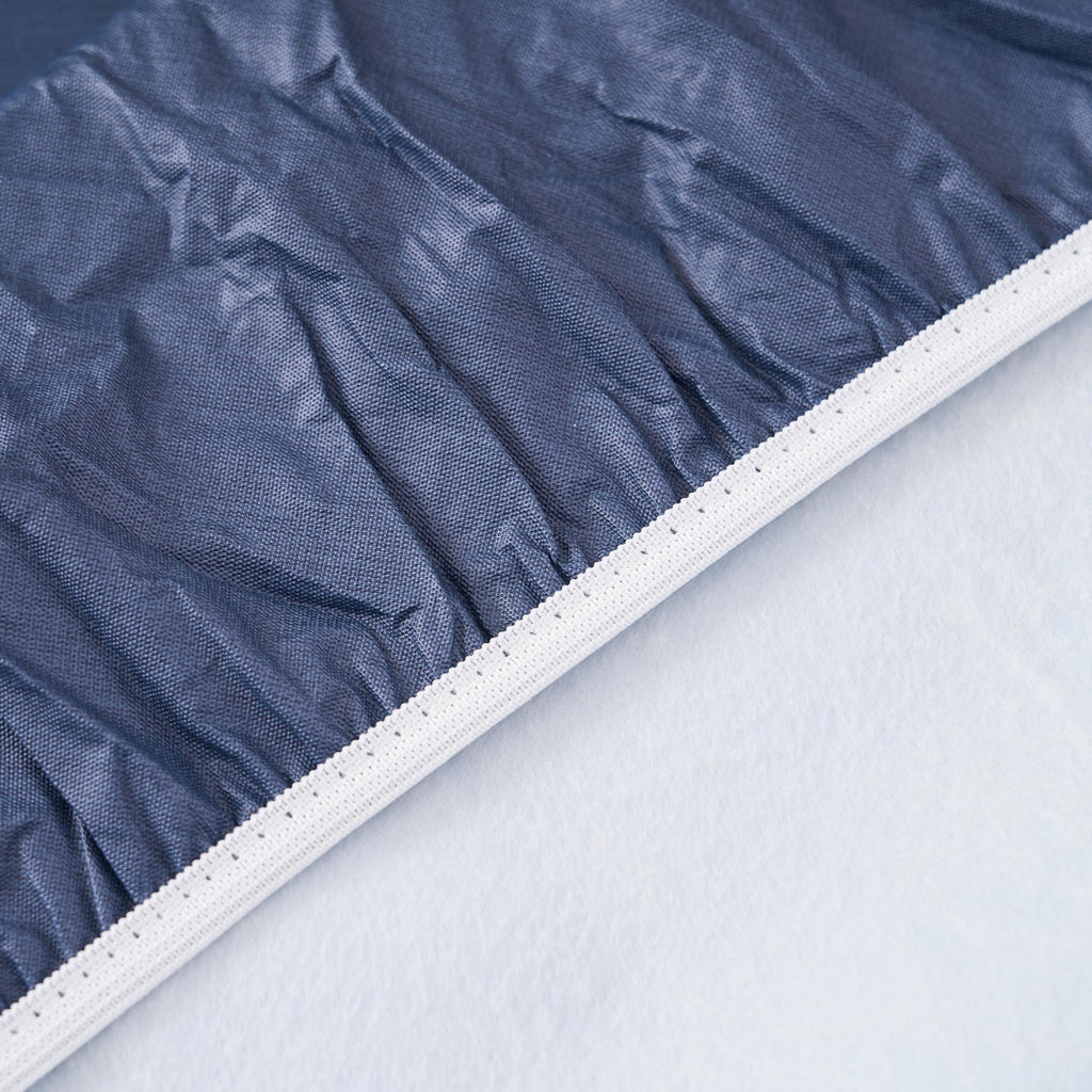 Navy Blue Round Fitted Vinyl Tablecloth with Elastic Edge, 100% Waterproof Oil Proof PVC Table Cloth Wipe Clean Table
