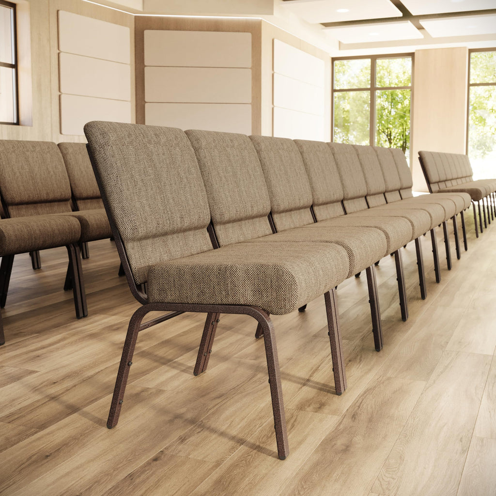 21 in Wide Fabric Church Chair, Beige, 4-Pack