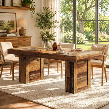 63'' Farmhouse Dining Table for 6, Rustic Distressed Brown