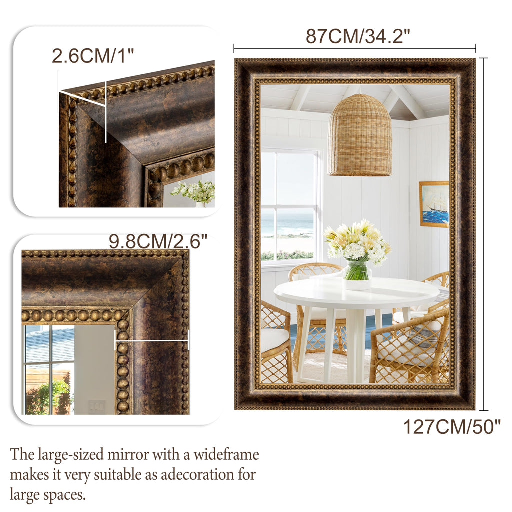 34.2 x 50 Inch Extra Large Statement Bedroom Wall Mirror, Traditional Decorative Mirror Sofa & Dining Room, Grand
