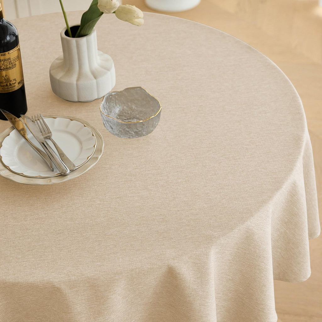 Waterproof Round Tablecloth for Round Dining Table, Decorative Rustic Soft Wipeable Table Cloths Cover Indoor Outdoor