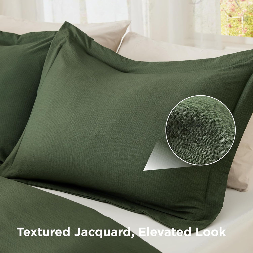 Textured Duvet Cover Queen - Cotton-Like Polyester Jacquard Duvet Cover Set for All Seasons - 3 Pieces Elevated Dobby