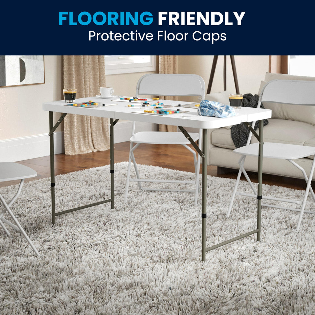 4-Foot Bi-Fold Granite White Plastic Folding Table