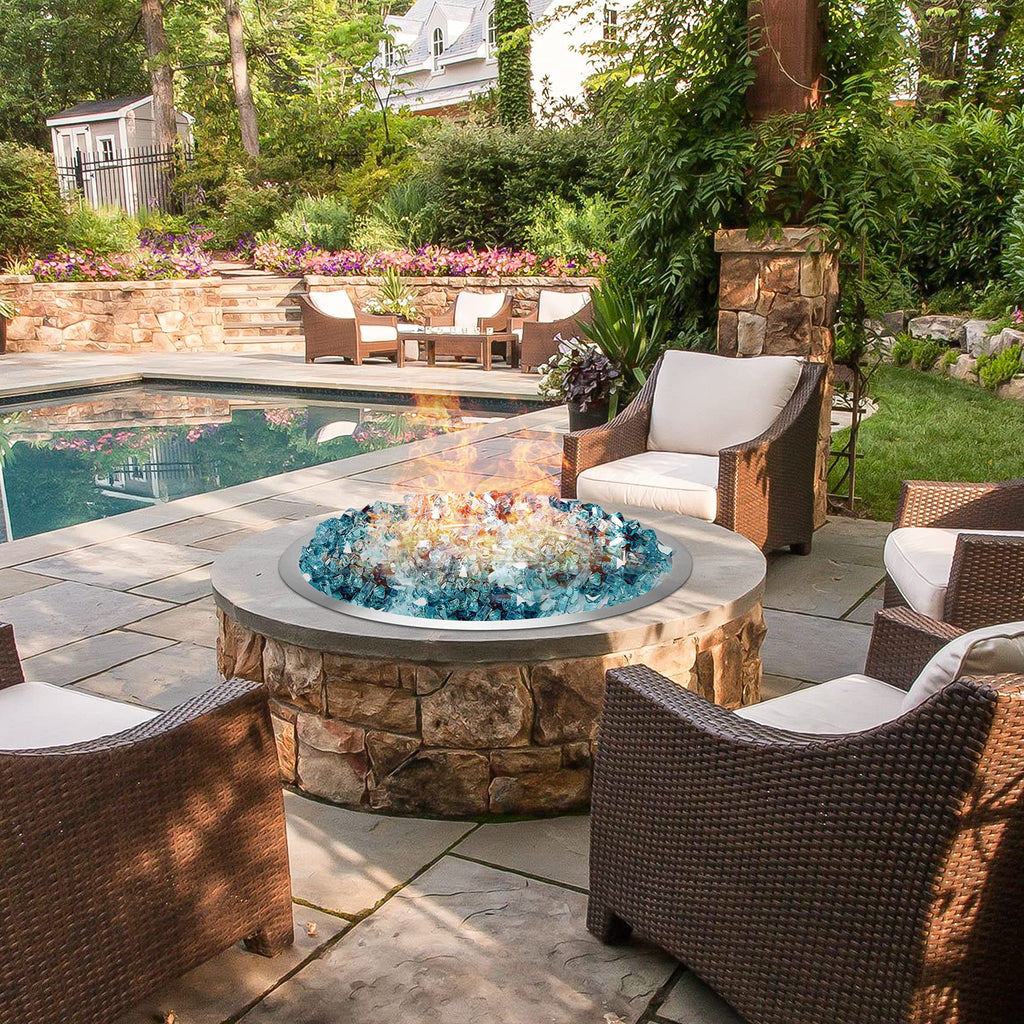 19-Inch Round Fire Pit Burner Pan, Drop-in Gas Fire Pit Inserted