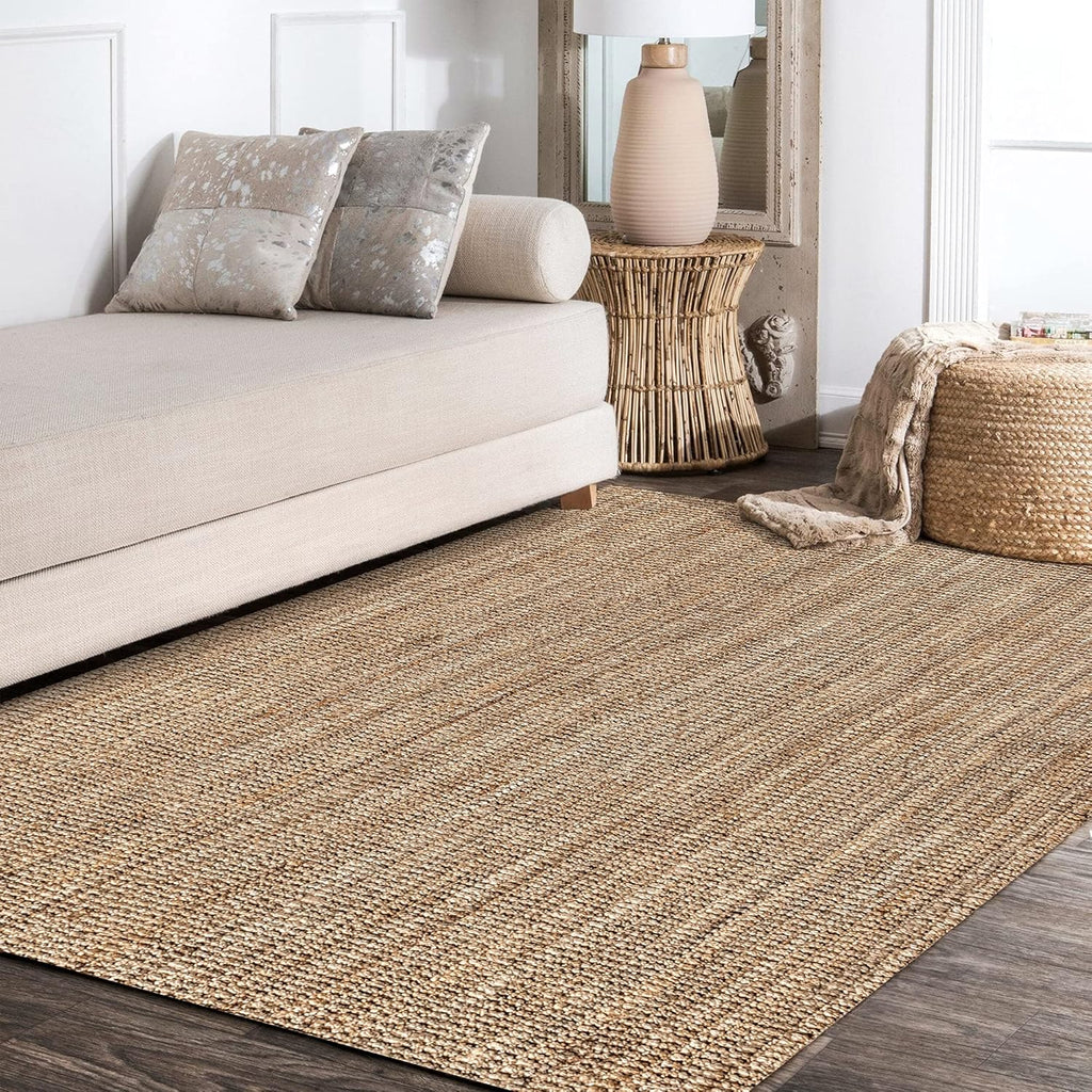 Pata Hand Woven Chunky Jute Natural Area Rug, 12x15, Bohemian, Rustic, Cottage, Easy-Cleaning