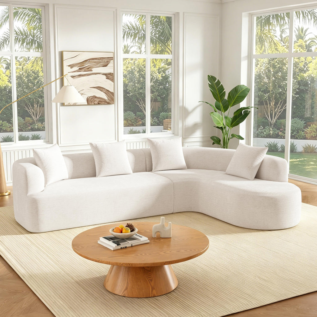 116.5 Inch Boneless Curved Cloud Sectional Sofa, Oversized L Shaped 4 Seater Chenille Modular Couch with High