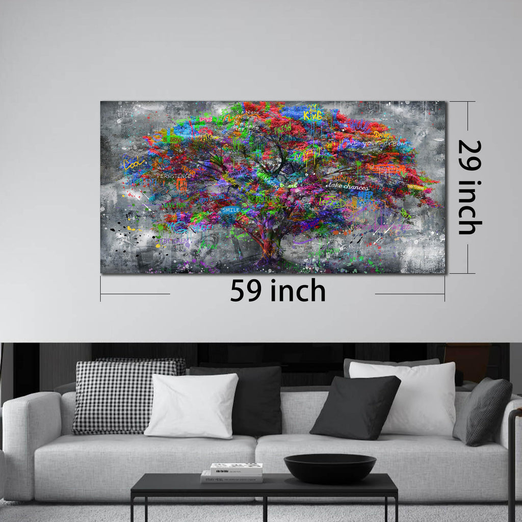 Tree Large Canvas Wall-Art - Graffiti Forest Wall Art - Abstract Modern Home Office Wall Decor Ready to Hang Size 59"