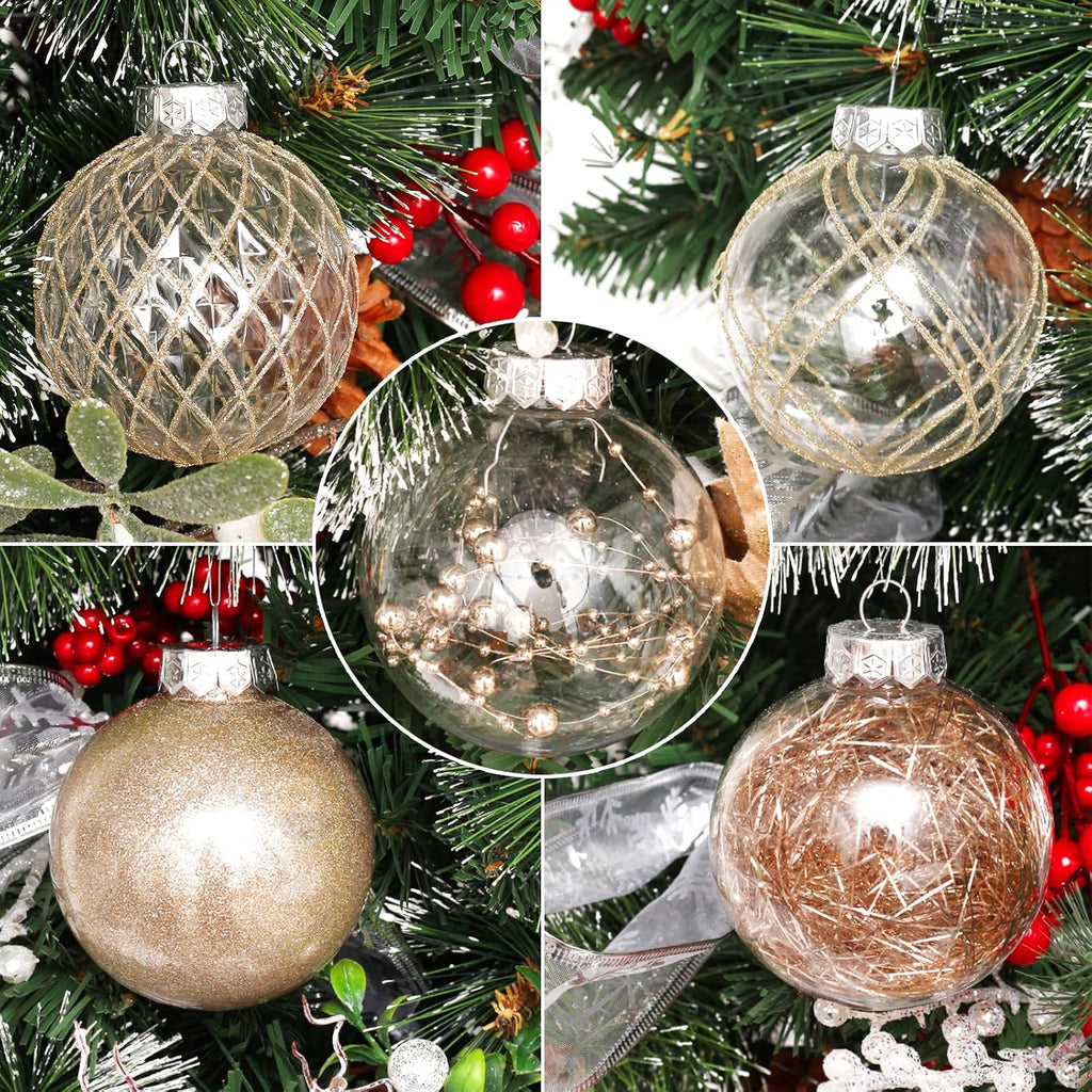 Clear Plastic Christmas Ball Ornaments, 30ct 2.36 Inch Champagne Balls for Tree Decoration - Shatterproof for Holiday