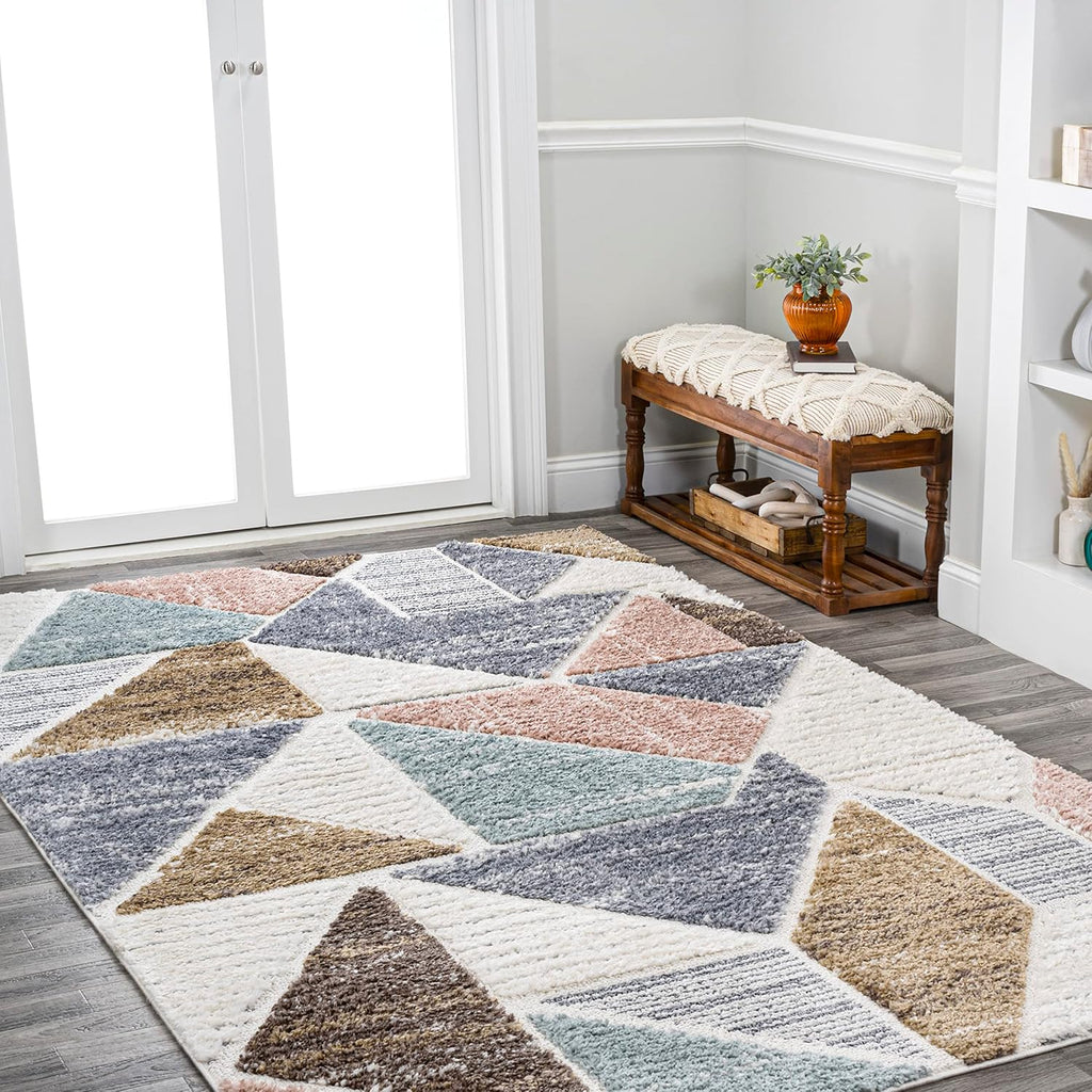 Scandi Colorblock High-Low Area Rug 3X5 Multi, Modern Indoor Rug