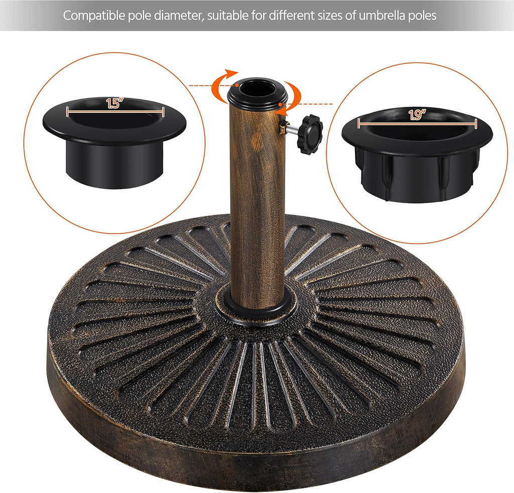 18'' 30lbs Umbrella Base Outdoor Living Round Antiqued Umbrella Stand Heavy Duty Market Patio Umbrella Base