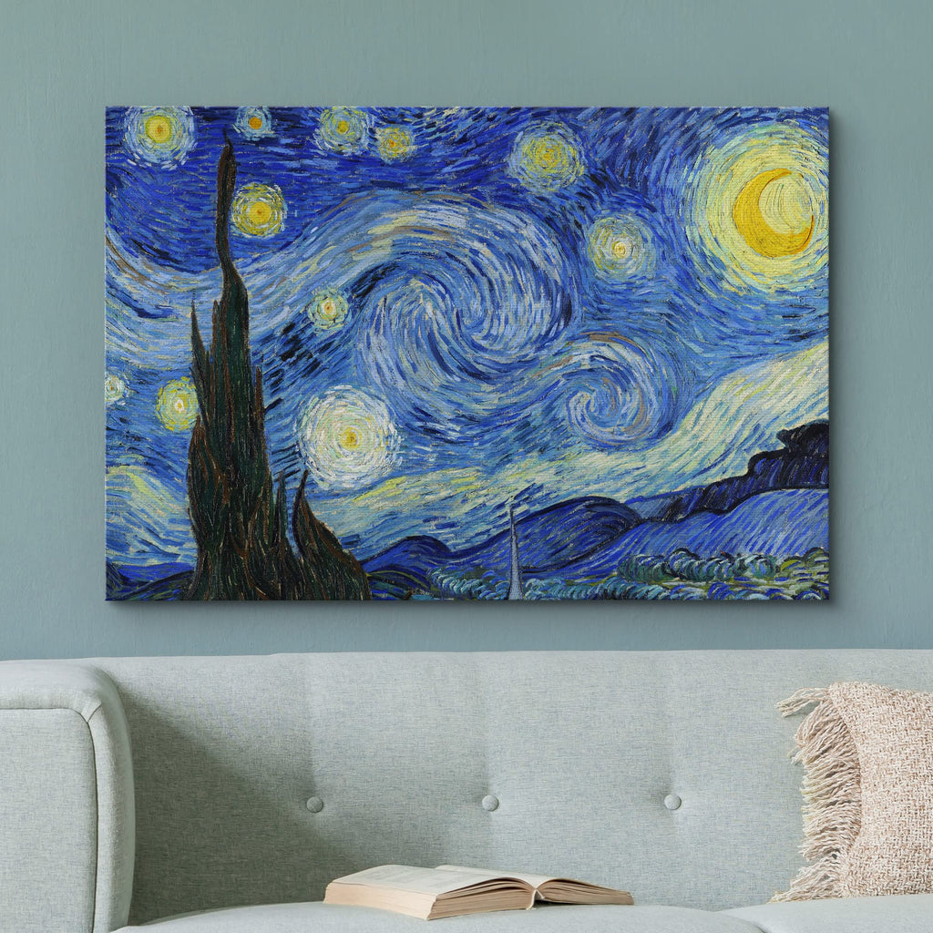 Canvas Print Wall Vincent Van Gogh's Starry Night Architecture & Maps Building Mixed Media Modern Urban - 16"x24"